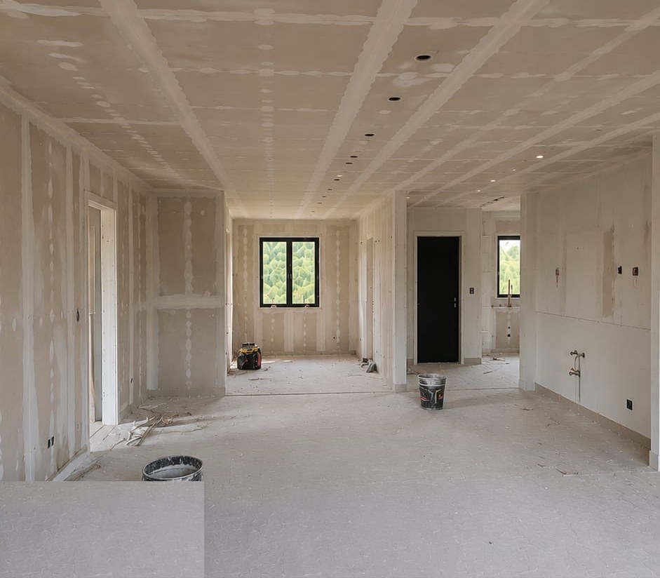 Cocina y salón en fase de pladur